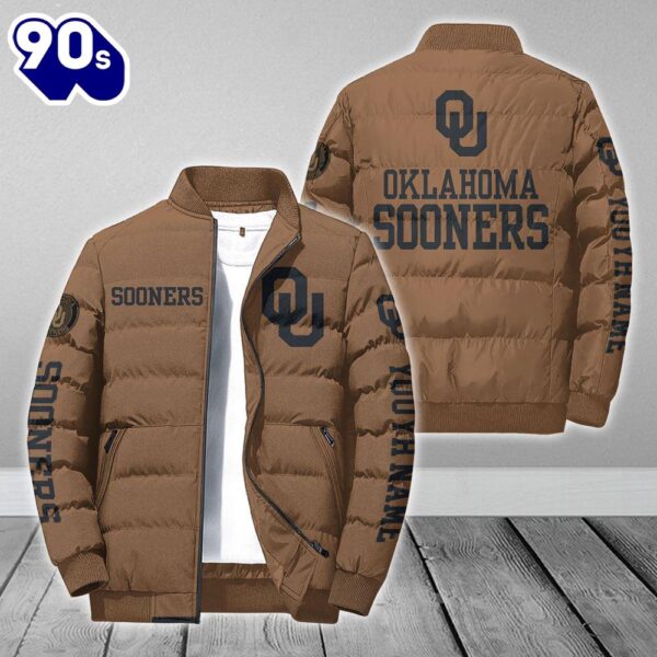 Custom Name NCAA Oklahoma Sooners Personalized Puffer Jacket Veteran Puffer Jacket