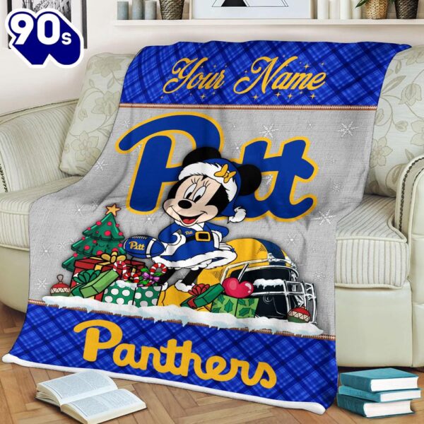 Custom Name NCAA Pittsburgh Panthers Minnie Christmas Fleece Blanket
