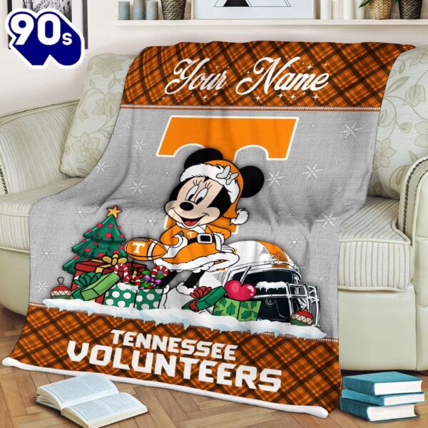 Custom Name NCAA Tennessee Volunteers Minnie Christmas Fleece Blanket