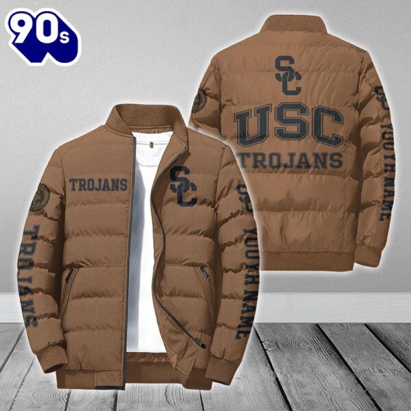 Custom Name NCAA USC Trojans Personalized Puffer Jacket Veteran Puffer Jacket