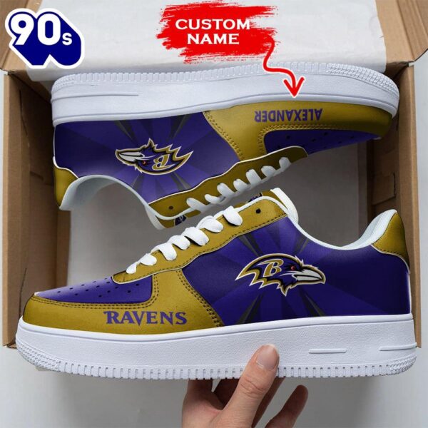 Custom Name NFL Baltimore Ravens Custom Air Force 1 Shoes For Fans