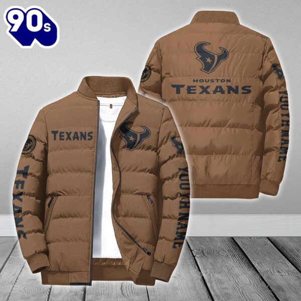Custom Name NFL Houston Texans Personalized Puffer Jacket Veteran Puffer Jacket