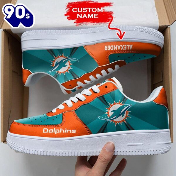 Custom Name NFL Miami Dolphins Custom Air Force 1 Shoes For Fans