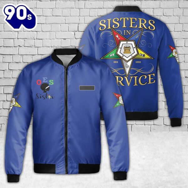 Custom Name OES Order Of The Eastern Star Sisters In Service AOP Fleece Bomber Jacket