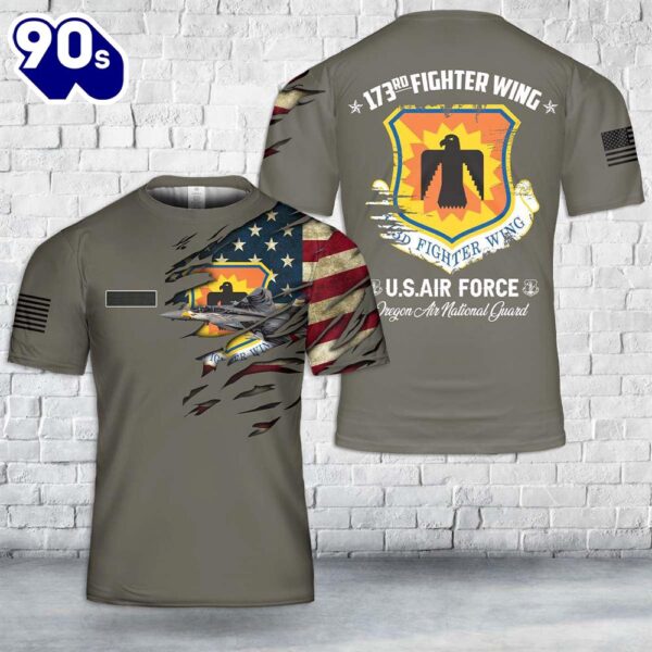 Custom Name Oregon Air National Guard 173rd Fighter Wing F-15C Eagle T-Shirt 3D , Veteran Shirt