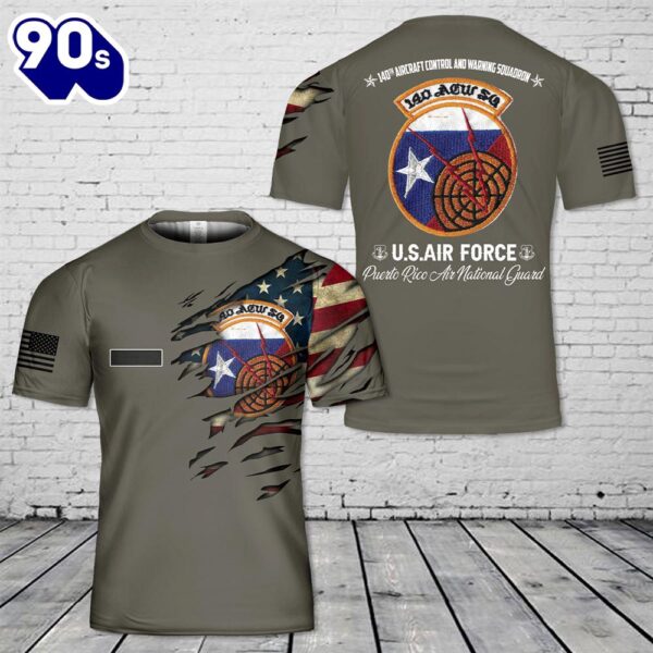 Custom Name Puerto Rico Air National Guard 140th aircraft control and warning squadron T-Shirt 3D 1 , Veteran Shirt