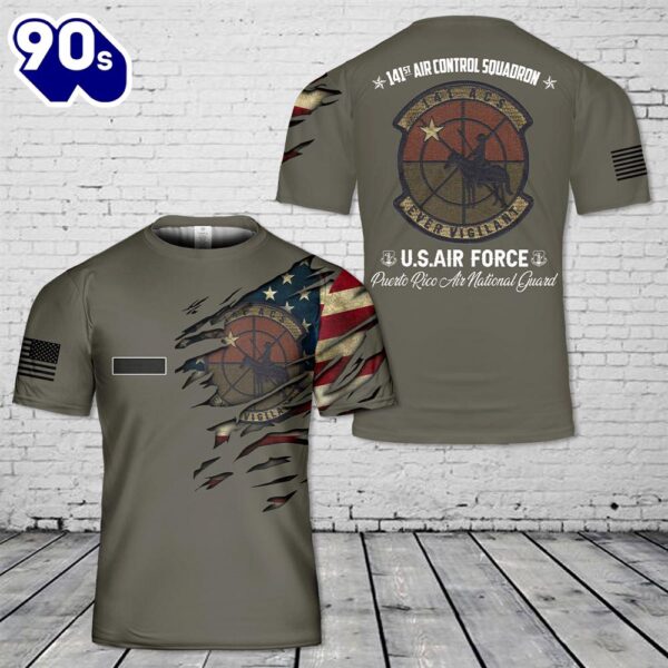 Custom Name Puerto Rico Air National Guard 141st Air Control Squadron (ACS) T-Shirt 3D , Veteran Shirt