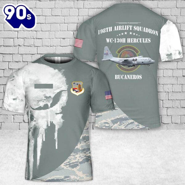 Custom Name Puerto Rico Air National Guard 198th Airlift Squadron WC-130H Hercules T-Shirt 3D 1 , Veteran Shirt