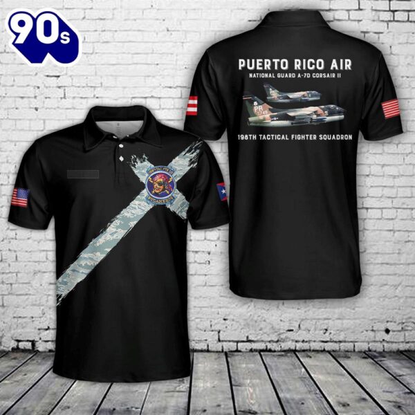 Custom name Puerto Rico Air National Guard A-7D Corsair II 198th Tactical Fighter Squadron Polo Shirt – Veteran Polo Shirt