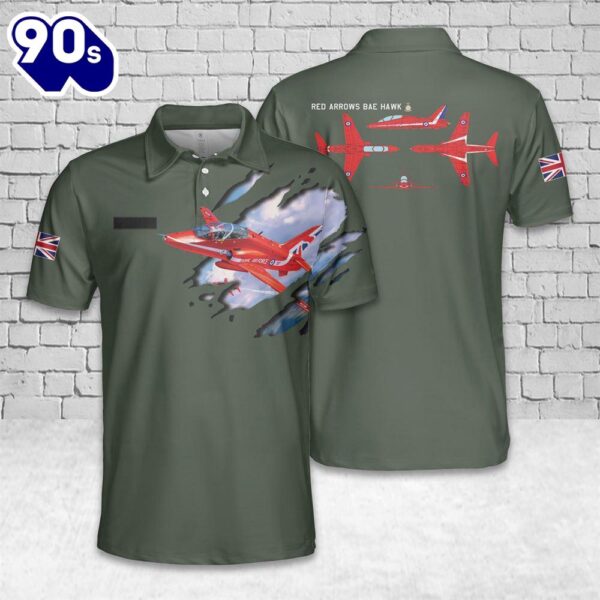 Custom Name Royal Air Force Aerobatic Team Red Arrows BAE HAWK Polo Shirt – Veteran Polo Shirt