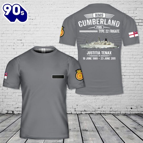 Custom Name Royal Navy HMS Cumberland (F85) T-Shirt 3D