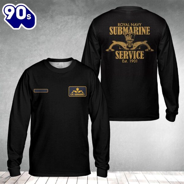 Custom Name Royal Navy Submarine Service AOP Long Sleeve Shirt