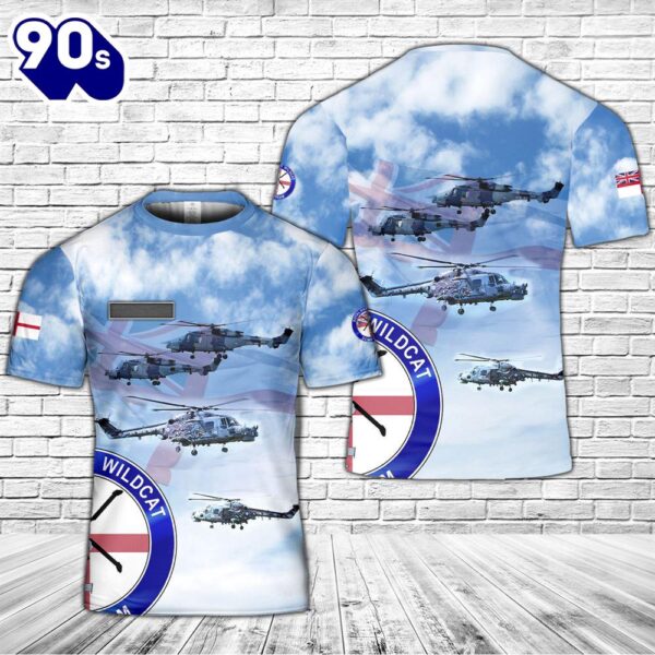 Custom Name Royal Navy Wildcat Demo Team (Black Cats) helicopter display team T-Shirt 3D