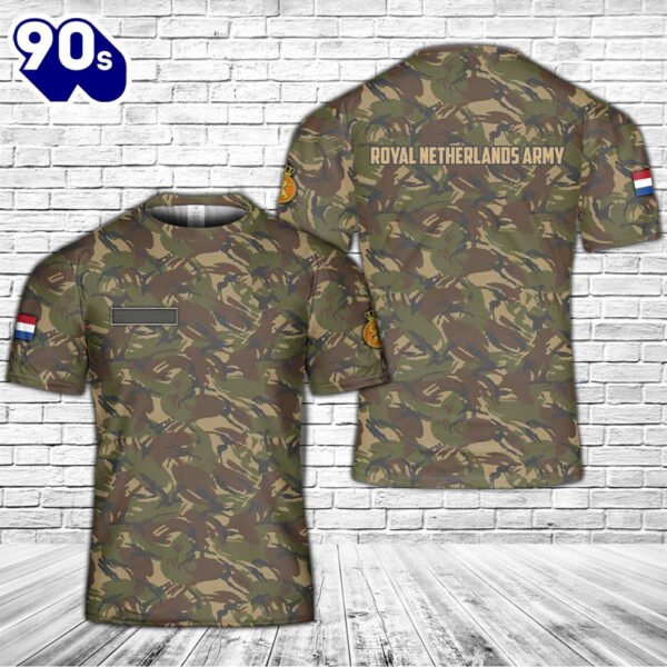 Custom Name Royal Netherlands Army Dutch M93 DPM Woodland Camo T-Shirt 3D