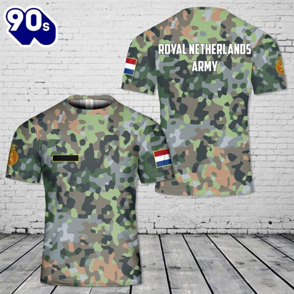 Custom Name Royal Netherlands Army Fractal Pattern (NFP) Camo T-Shirt 3D