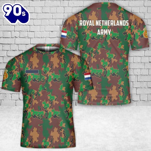 Custom Name Royal Netherlands Army Jungle Camo T-Shirt 3D