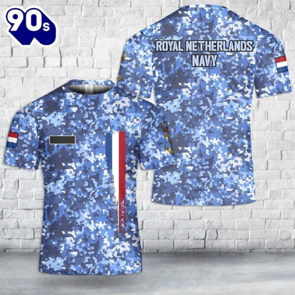 Custom Name Royal Netherlands Navy Netherlands Fractal Pattern (NFP) Camo T-Shirt 3D