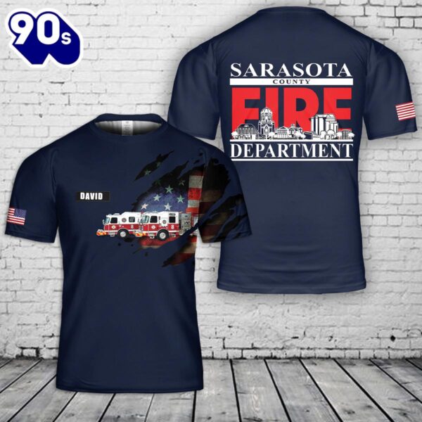 Custom Name Sarasota County Fire Department 3D T-Shirt 1 , Veteran Shirt