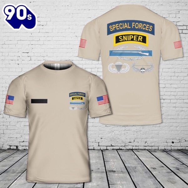 Custom Name SF Sniper CIB Airborne Air Assault T-Shirt 3D , Veteran Shirt