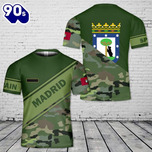 Custom Name Spain Madrid T-Shirt 3D , Veteran Shirt