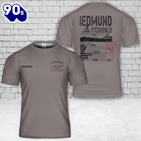 Custom Name SS Edmund Fitzgerald T-Shirt 3D 1 , Veteran Shirt