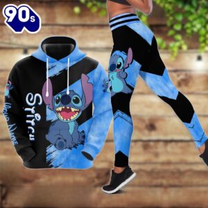 Custom Name Stitch Pattern Themed Hoodie And Leggings Set