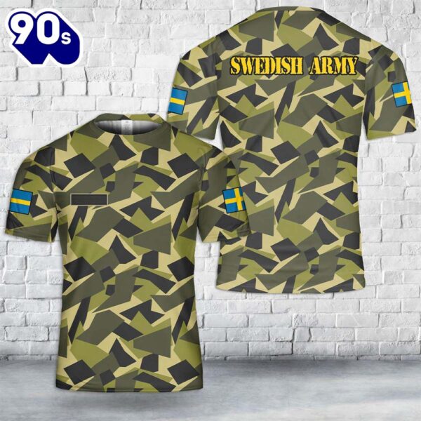 Custom Name Swedish Army M90 Variant CAMO T-Shirt 3D