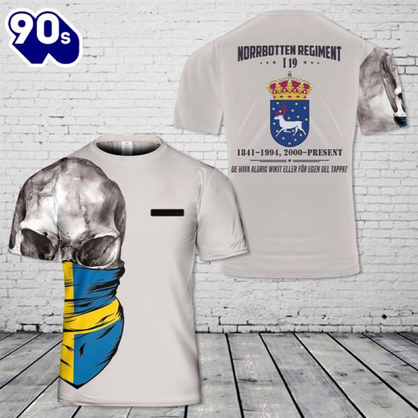 Custom Name Swedish Army Norrbotten Regiment I 19 T-Shirt 3D