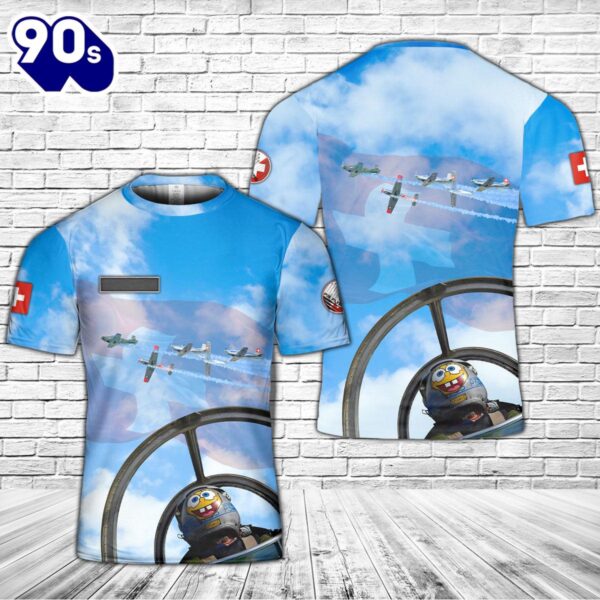 Custom Name Switzerland P3 Flyers Civilian aerobatic display team T-Shirt 3D , Veteran Shirt