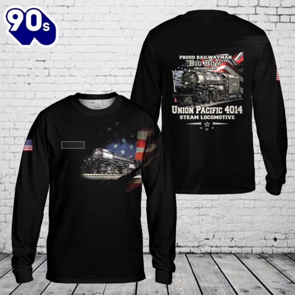 Custom Name Union Pacific Steam Locomotive 4014 BIG BOY AOP Long Sleeve Shirt , Veteran Shirt