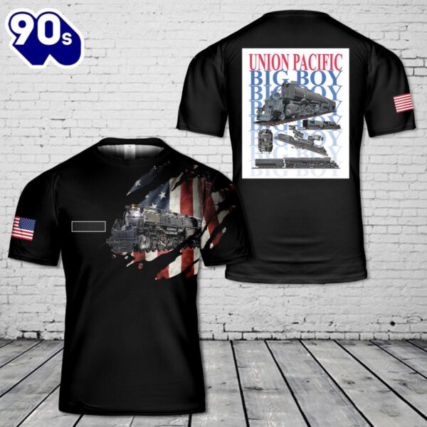 Custom Name Union Pacific Steam Locomotive 4014 BIG BOY T-Shirt 3D , Veteran Shirt