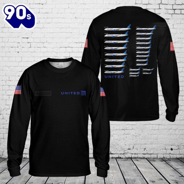 Custom Name United Airlines AOP Long Sleeve Shirt , Veteran Shirt