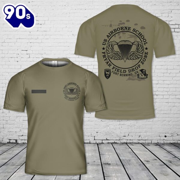 Custom Name US Airborne School Fryar Field Drop Zone Fort Benning, GA T-Shirt 3D , Veteran Shirt