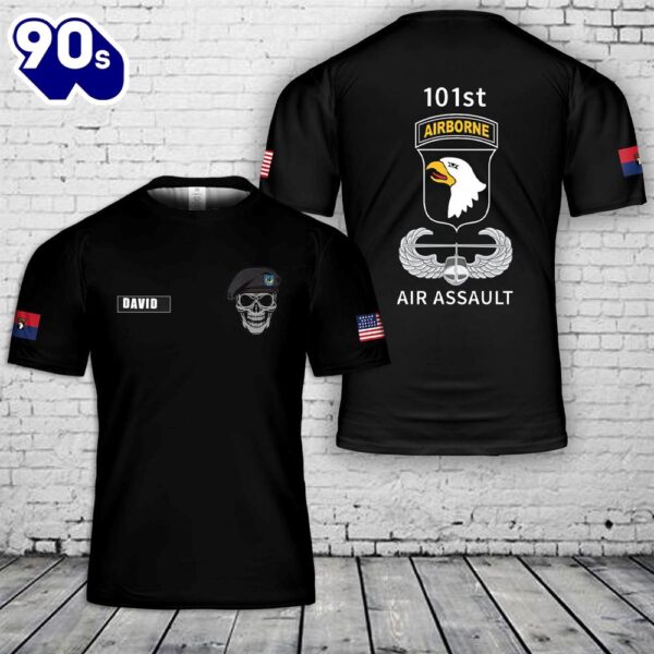 Custom Name US Army 101st Airborne Division Air Assault Screaming Eagles Skull 3D T-Shirt