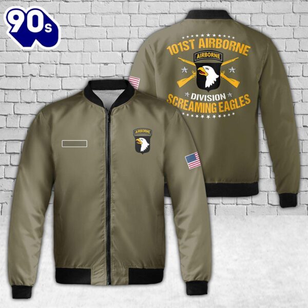 Custom Name US Army 101st Airborne Division AOP Fleece Bomber Jacket