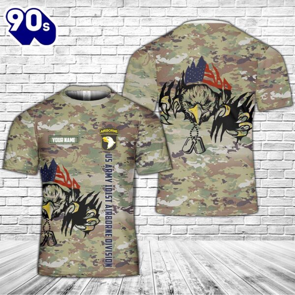 Custom Name US Army 101st Airborne Division Screaming Eagles 3D T-Shirt