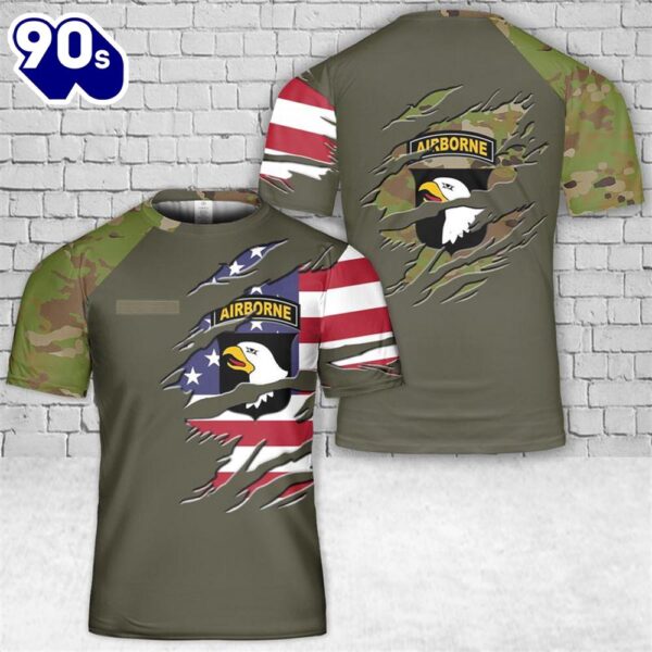 Custom Name US Army 101st Airborne Division T-Shirt 3D 1