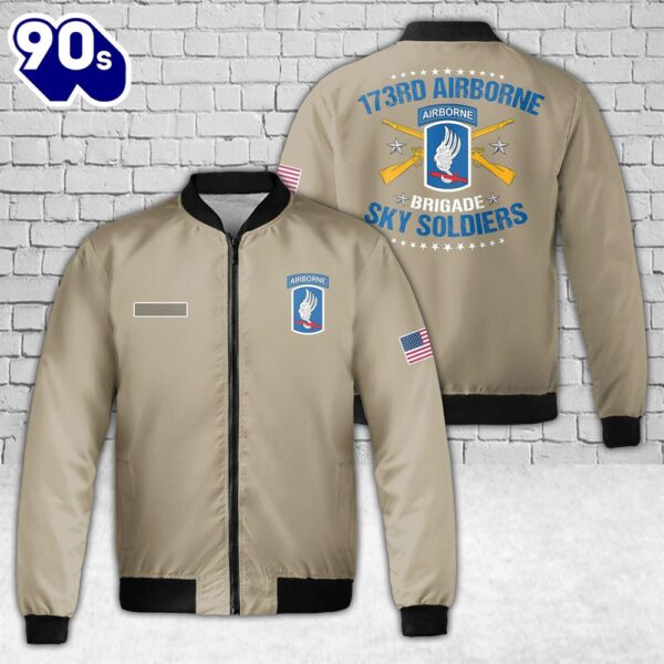 Custom Name US Army 173rd Airborne Brigade Sky Soldiers AOP Fleece Bomber Jacket