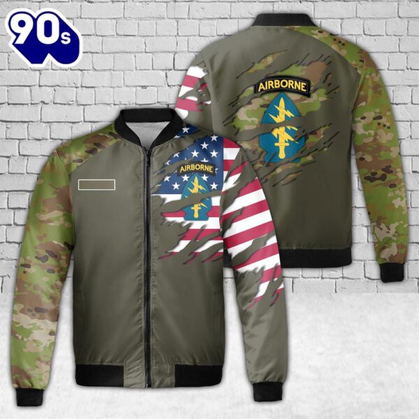 Custom Name US Army 1st Special Forces Command AOP Fleece Bomber Jacket