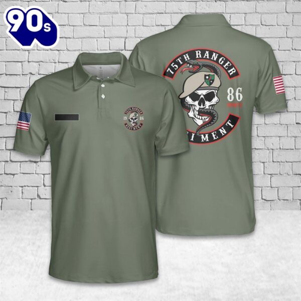 Custom Name US Army 75th Ranger Skull And Snake Polo Shirt – Veteran Polo Shirt