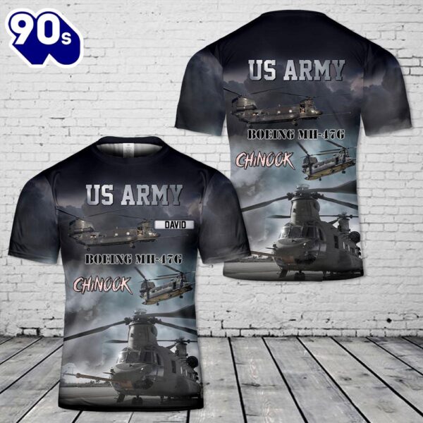 Custom Name US Army Boeing MH-47G Chinook 3D T-shirt