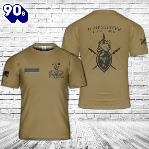 Custom Name US Army C Co 1-503rd Jumpmaster T-Shirt 3D