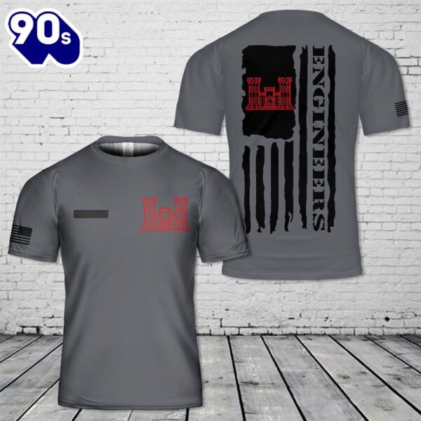 Custom Name US Army Corps of Engineers Flag T-Shirt 3D