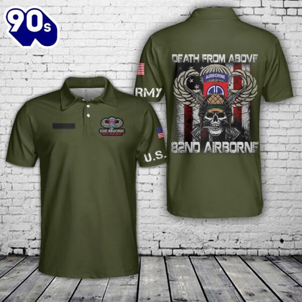 Custom Name US Army Death From Above 82nd Airborne Division Polo Shirt – Veteran Polo Shirt