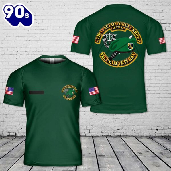 Custom Name US Army Green Beret 5st Special Forces Group (Airborne) (5st SFG) (A) Beret & Dagger T-Shirt 3D