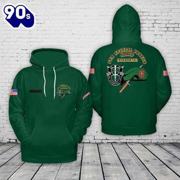 Custom Name US Army Green Beret 7th Special Forces Group (Airborne) (7th SFG) (A) Beret & Dagger Hoodie 3D