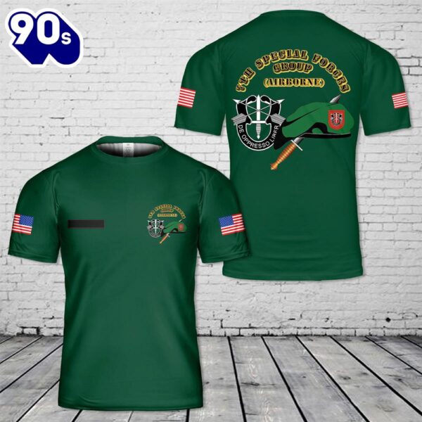 Custom Name US Army Green Beret 7th Special Forces Group (Airborne) (7th SFG) (A) Beret & Dagger T-Shirt 3D 1