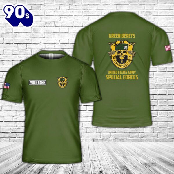 Custom Name US Army Green Beret Special Forces 3D T-Shirt