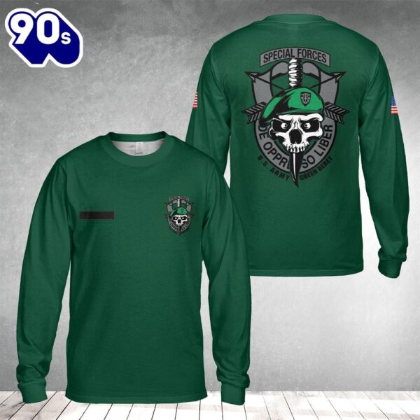 Custom Name US Army Green Beret Special Forces AOP Long Sleeve Shirt 1