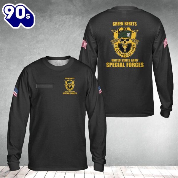 Custom Name US Army Green Beret Special Forces AOP Long Sleeve Shirt